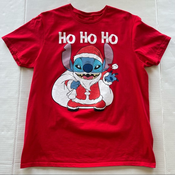 Disney Stitch HO HO Crew Neck Red shirt - Picture 6 of 11
